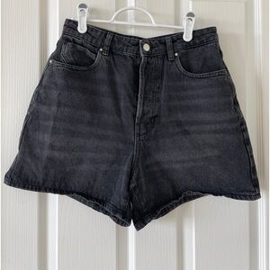 Zara Black High Rise Denim Mom Shorts
